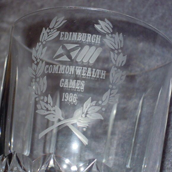 Vtg Boxed 4 Edinburgh Crystal Tumbler Whiskey Glasses 1986 Commonwealth Scotland - Picture 5 of 10